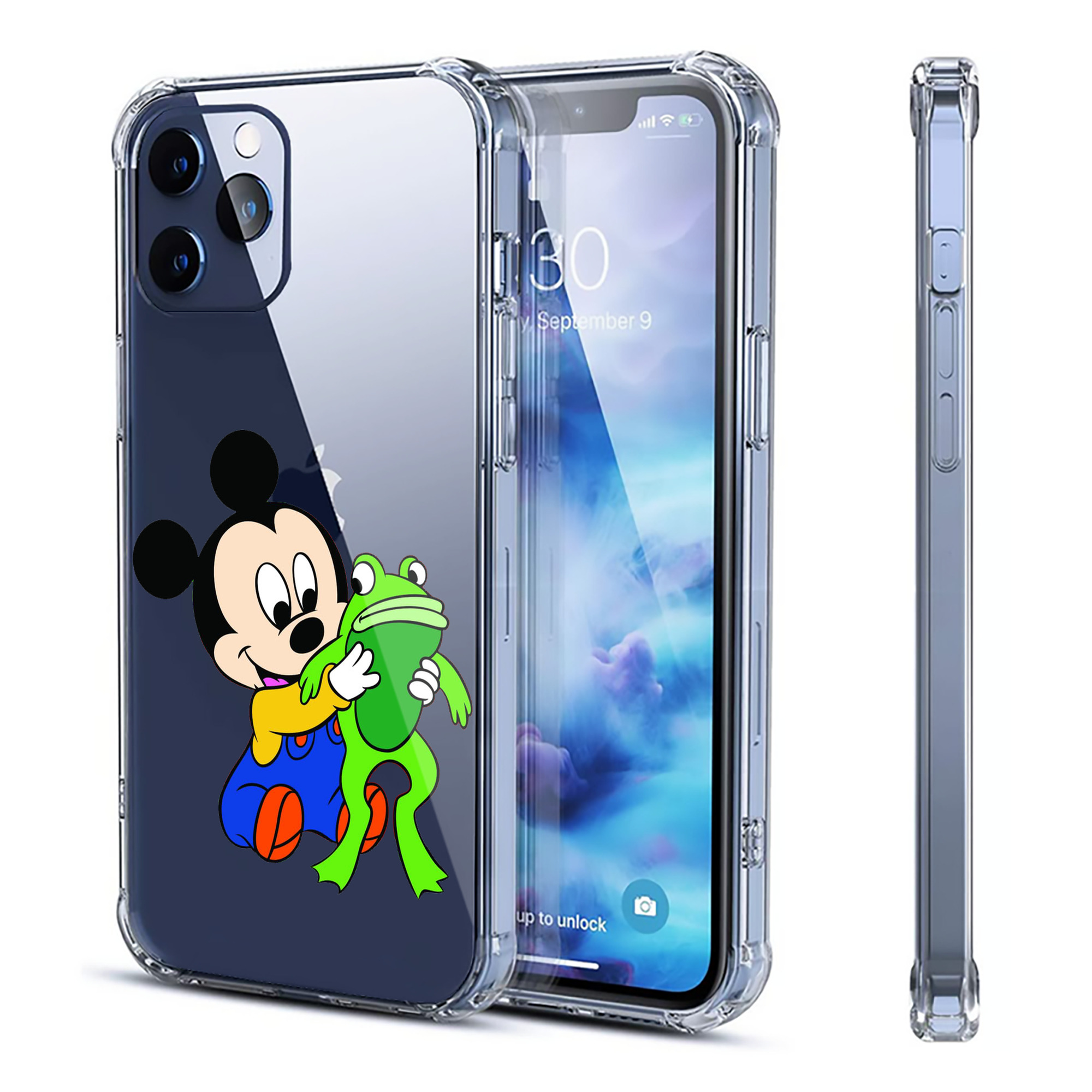 （画像用） ミッキーマウス Mickey Mouse 【iPhone 12シリーズ対応】透明スマホケース（クリアソフトケース）